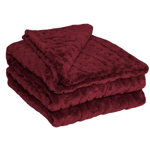 Einlagiges Jacquarddecke Flanell – Oeko-TEX®-Zertifizierte Decke, Wohndecke Warm Winter Weich,Super Weiche Fleecedecke als Sofaüberwurf-oder Bettüberwurf, Tagesdecke（220 x 240 cm,Bordeaux von Homebliss