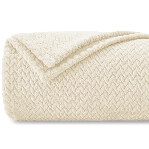 Homebliss Kuscheldecke 130 x 150 cm Flauschig Fleecedecke,Decke Couch Blanket,Super Weiche Fleecedecke als Sofaüberwurf-oder Bettüberwurf,Tagesdecke - Beige von Homebliss