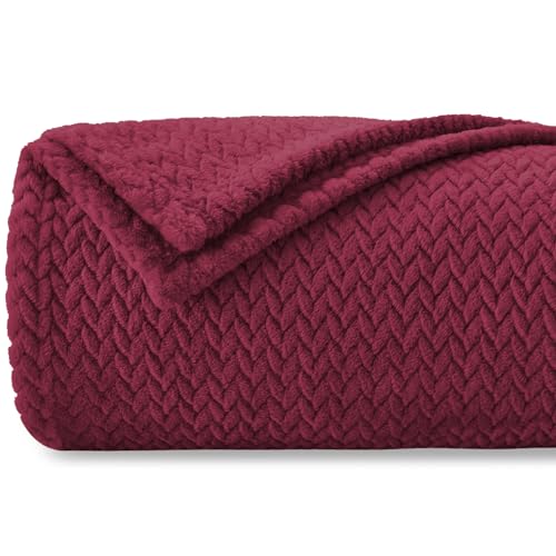 Homebliss Kuscheldecke 150 x 200 cm Flauschig Fleecedecke-Oeko-TEX® Zertifiziert,Decke Couch Blanket,Super Weiche Fleecedecke als Sofaüberwurf-oder Bettüberwurf,Tagesdecke - Bordeaux von Homebliss