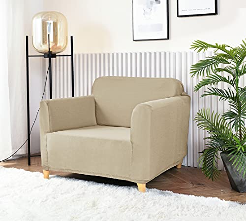 Homebliss Sofabezug 1 Sitzer, Sofa Überzug Stretch Universal Elastisch, Couch überzug Sofa Cover 1 Sitzer (70-110cm) Beige von Homebliss