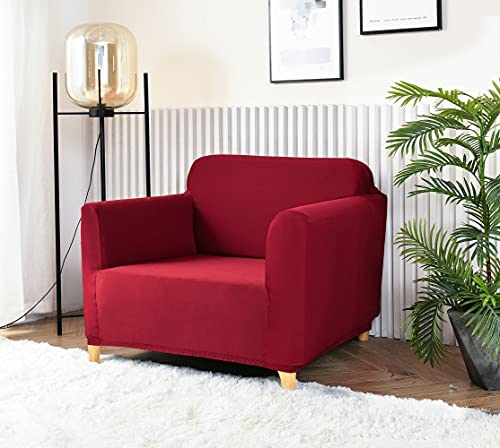 Homebliss Sofabezug 1 Sitzer, Sofa Überzug Stretch Universal Elastisch, Couch überzug Sofa Cover 1 Sitzer (70-110cm) Burgundisch von Homebliss