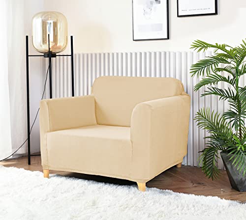 Homebliss Sofabezug 1 Sitzer, Sofa Überzug Stretch Universal Elastisch, Couch überzug Sofa Cover 1 Sitzer (70-110cm) Creme weiß von Homebliss