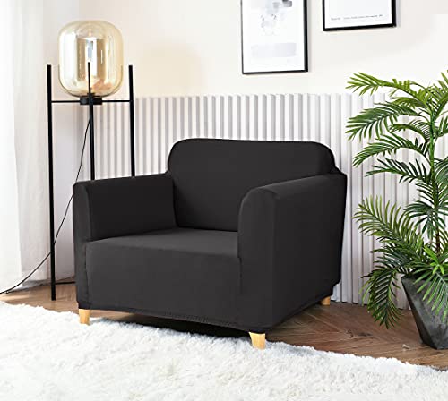 Homebliss Sofabezug 1 Sitzer, Sofa Überzug Stretch Universal Elastisch, Couch überzug Sofa Cover 1 Sitzer (70-110cm) Dunkelgrau von Homebliss