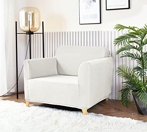 Homebliss Sofabezug 1 Sitzer, Sofa Überzug Stretch Universal Elastisch, Couch überzug Sofa Cover 1 Sitzer (70-110cm) Weiß von Homebliss
