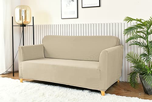 Homebliss Sofabezug 2 Sitzer, Sofa Überzug Stretch Universal Elastisch, Couch überzug Sofa Cover 2 Sitzer (120-170cm) Beige von Homebliss
