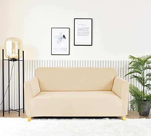 Homebliss Sofabezug 2 Sitzer, Sofa Überzug Stretch Universal Elastisch, Couch überzug Sofa Cover 2 Sitzer (120-170cm) Creme weiß von Homebliss