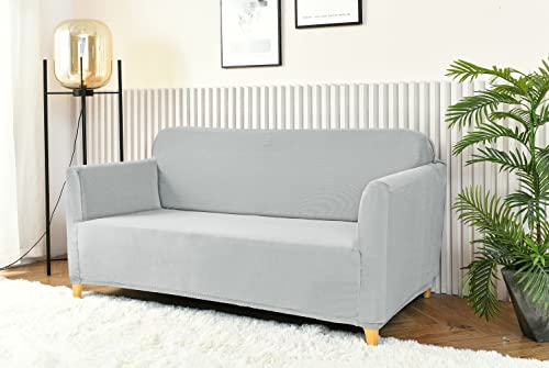 Homebliss Sofabezug 2 Sitzer, Sofa Überzug Stretch Universal Elastisch, Couch überzug Sofa Cover 2 Sitzer (120-170cm) Hellgrau von Homebliss