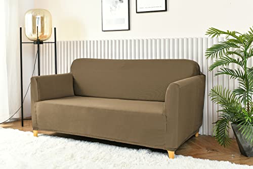 Homebliss Sofabezug 2 Sitzer, Sofa Überzug Stretch Universal Elastisch, Couch überzug Sofa Cover 2 Sitzer (120-170cm) Kaffee von Homebliss
