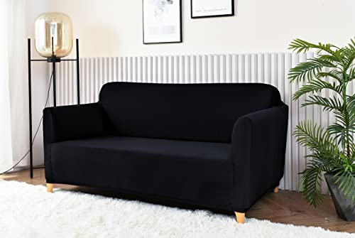 Homebliss Sofabezug 2 Sitzer, Sofa Überzug Stretch Universal Elastisch, Couch überzug Sofa Cover 2 Sitzer (120-170cm) Schwarz von Homebliss