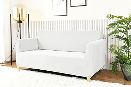 Homebliss Sofabezug 2 Sitzer, Sofa Überzug Stretch Universal Elastisch, Couch überzug Sofa Cover 2 Sitzer (120-170cm) Weiß von Homebliss