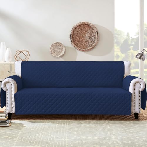 Homebliss Sofabezug 2 Sitzer 120cm, Sesselschoner Reversibel mit Auflage, Geeignet für alle Sofas - Blau von Homebliss