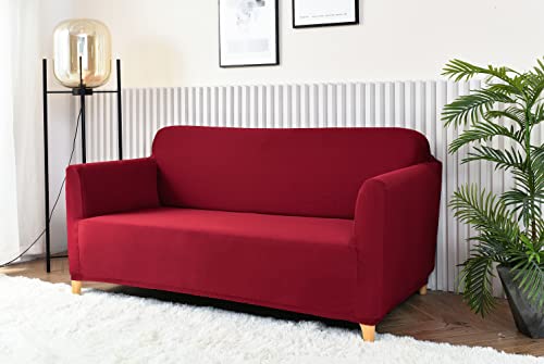 Homebliss Sofabezug 3 Sitzer, Sofa Überzug Stretch Universal Elastisch, Couch überzug Sofa Cover 3 Sitzer (180-220cm) Burgundisch von Homebliss