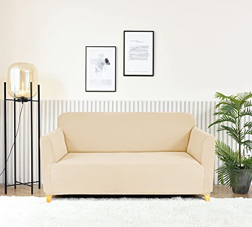 Homebliss Sofabezug 3 Sitzer, Sofa Überzug Stretch Universal Elastisch, Couch überzug Sofa Cover 3 Sitzer (180-220cm) Creme weiß von Homebliss