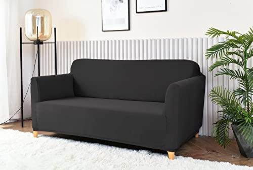 Homebliss Sofabezug 3 Sitzer, Sofa Überzug Stretch Universal Elastisch, Couch überzug Sofa Cover 3 Sitzer (180-220cm) Dunkelgrau von Homebliss