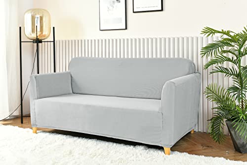 Homebliss Sofabezug 3 Sitzer, Sofa Überzug Stretch Universal Elastisch, Couch überzug Sofa Cover 3 Sitzer (180-220cm) Hellgrau von Homebliss