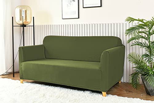 Homebliss Sofabezug 4 Sitzer, Sofa Überzug Stretch Universal Elastisch, Couch überzug Sofa Cover 4 Sitzer (230-260cm) Grün von Homebliss