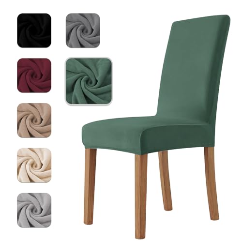 Homebliss Stuhlhussen 4er Set Stretch,Stuhlhussen Schwingstühle Elastisch für Esszimmer- und Küchenstühle, Stuhlbezug Sehr Weich Bequem Kratzfest Grün von Homebliss