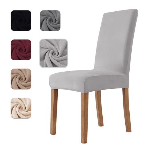 Homebliss Stuhlhussen 4er Set Stretch,Stuhlhussen Schwingstühle Elastisch für Esszimmer- und Küchenstühle, Stuhlbezug Sehr Weich Bequem Kratzfest Hellgrau von Homebliss