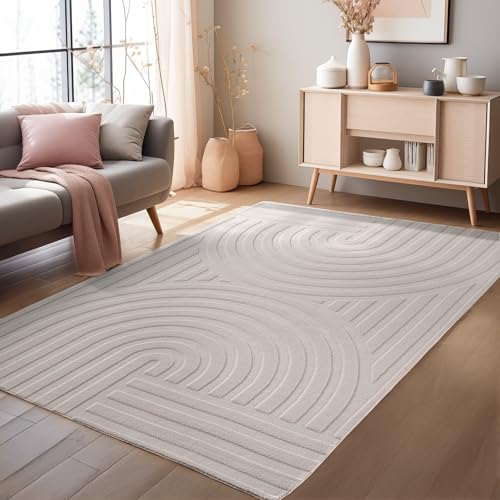 HomebyHome Boho Teppich 140 x 200 cm Creme – Weicher Skandinavischer Kurzflor mit 3D-Effekt – Waschbar & Pflegeleicht – Vielseitiger Teppich für Wohnzimmer oder Schlafzimmer HomebyHome Boho Teppich 140 x 200 cm Creme – Weicher Skandinavischer Kurzflor mit 3D-Effekt – Waschbar & Pflegeleicht – Vielseitiger Teppich für Wohnzimmer oder Schlafzimmer von HomebyHome