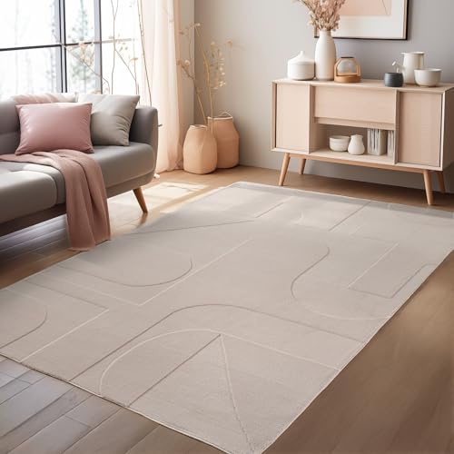 HomebyHome Boho Teppich 140 x 200 cm Creme – Weicher Skandinavischer Kurzflor mit 3D-Effekt – Waschbar & Pflegeleicht – Vielseitiger Teppich für Wohnzimmer oder Schlafzimmer HomebyHome Boho Teppich 140 x 200 cm Creme – Weicher Skandinavischer Kurzflor mit 3D-Effekt – Waschbar & Pflegeleicht – Vielseitiger Teppich für Wohnzimmer oder Schlafzimmer von HomebyHome
