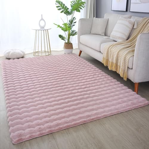 HomebyHome Hochflor Teppich - 3D Moderne Einfarbig Design 140x200 cm Rosa - Flauschiger Kunstfell Shaggy für Wohnzimmer, Schlafzimmer, Kinderzimmer und Flur Extra Weich HomebyHome Hochflor Teppich - 3D Moderne Einfarbig Design 140x200 cm Rosa - Flauschiger Kunstfell Shaggy für Wohnzimmer, Schlafzimmer, Kinderzimmer und Flur Extra Weich von HomebyHome