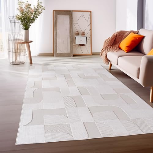 HomebyHome In & Outdoor Teppich Wetterfest 3D Optik Natur 120 x 170 cm - Balkon Teppich Wasserfest, Waschbar, Flachgewebe - Ideal für Küchenläufer, Camping, Garten und Terrasse von HomebyHome