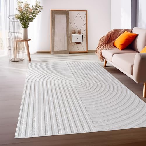 HomebyHome In & Outdoor Teppich Wetterfest 3D Optik Natur 200 x 290 cm - Balkon Teppich Wasserfest, Waschbar, Flachgewebe - Ideal für Küchenläufer, Camping, Garten und Terrasse von HomebyHome