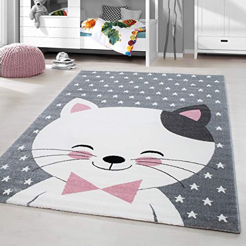 HomebyHome Kinderteppich Rosa 120 cm Rund Katzenmuster Kleiner Mädchen Teppich Kinderzimmer Kurzflor Teppich Extra Weich Antiallergen Babyzimmer Teppich HomebyHome Kinderteppich Rosa 120 cm Rund Katzenmuster Kleiner Mädchen Teppich Kinderzimmer Kurzflor Teppich Extra Weich Antiallergen Babyzimmer Teppich von HomebyHome