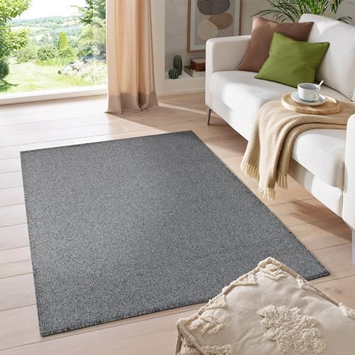 HomebyHome Kurzflor Läufer 60 x 100 cm Grau - Modern Gabbeh-Look Teppich Extra Weich, Pflegeleicht und Langlebig - Ideal für Wohnzimmer, Schlafzimmer und Esszimmer von HomebyHome