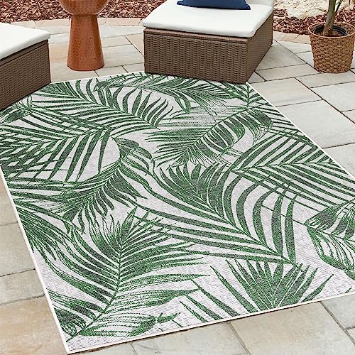 HomebyHome Outdoor Läufer Wetterfest 80x150 cm Sisal Optik Vintage Design Läufer Grün - Balkon Teppich Wasserfest Wascbarer Küchenläufer - Für Garten, Terasse, Camping, Außen, Balcony Carpet von HomebyHome