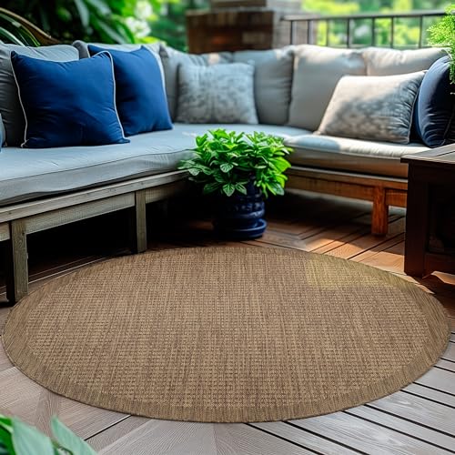 HomebyHome Outdoor-Teppich Flachgewebe Wetterfest Einfarbig Braun Küchenteppich, Balkon Terrassen Garten Wohnzimmer Teppich 200 cm Rund HomebyHome Outdoor-Teppich Flachgewebe Wetterfest Einfarbig Braun Küchenteppich, Balkon Terrassen Garten Wohnzimmer Teppich 200 cm Rund von HomebyHome