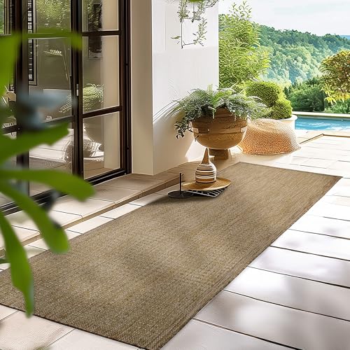 HomebyHome Outdoor-Teppich Flachgewebe Wetterfest Einfarbig Braun Küchenteppich, Balkon Terrassen Garten Wohnzimmer Teppich 60 x 100 cm HomebyHome Outdoor-Teppich Flachgewebe Wetterfest Einfarbig Braun Küchenteppich, Balkon Terrassen Garten Wohnzimmer Teppich 60 x 100 cm von HomebyHome