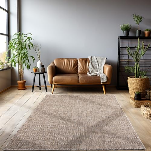 HomebyHome Outdoor Teppich Wetterfest 80x250 cm Sisal Optik Beige Meliert Design Läufer - Balkon Teppich Wasserfest Küchenteppich Außenbereich Teppich für Terrasse Garten Balkon von HomebyHome