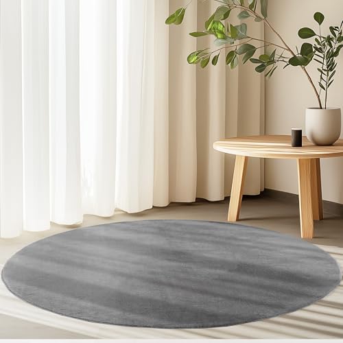 HomebyHome Runder Teppich Grau 120 cm – Waschbarer Kurzflor Teppich, rund, rutschfest & weich, modernes einfarbiges Design für Wohnzimmer, Schlafzimmer, Küche & Kinderzimmer. HomebyHome Runder Teppich Grau 120 cm – Waschbarer Kurzflor Teppich, rund, rutschfest & weich, modernes einfarbiges Design für Wohnzimmer, Schlafzimmer, Küche & Kinderzimmer. von HomebyHome