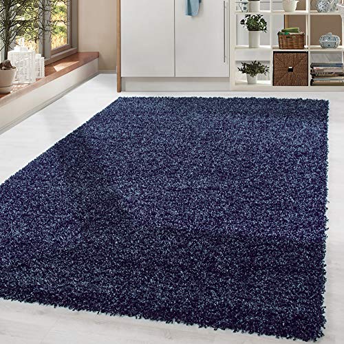 HomebyHome Shaggy Teppich Wohnzimmer (200x300) Flauschiger Teppich 200x290 cm Marineblau Einfarbig - Hochflor Teppich Schlafzimmer Pflegeleicht Schmutzabweisend - Modern Langflor Teppich Weich Plüsch von HomebyHome