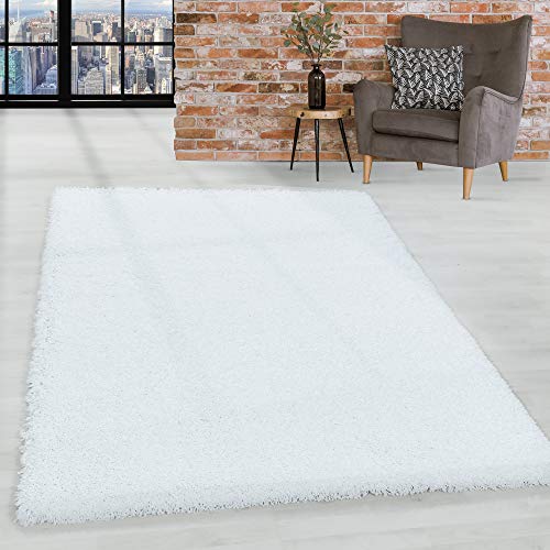 HomebyHome Shaggy Teppich Wohnzimmer (200x300) Flauschiger Teppich 200x290 cm Weiß Einfarbig - Hochflor Teppich Schlafzimmer Pflegeleicht Schmutzabweisend - Modern Langflor Teppich Weich Plüsch Halı von HomebyHome