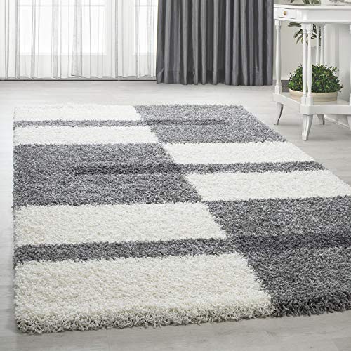HomebyHome Shaggy Teppich Wohnzimmer 140 x 200 cm - Hochflor Teppich Grau und Weiss Extra Weich und Flauschig - Bettvorleger Teppich für Schlafzimmer, Küchenläufer - Carpet, Halı, Kilim HomebyHome Shaggy Teppich Wohnzimmer 140 x 200 cm - Hochflor Teppich Grau und Weiss Extra Weich und Flauschig - Bettvorleger Teppich für Schlafzimmer, Küchenläufer - Carpet, Halı, Kilim von HomebyHome