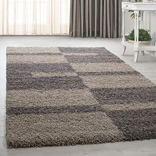 HomebyHome Shaggy Teppich Wohnzimmer 240 x 340 cm - Hochflor Teppich Taupe Extra Weich und Flauschig - Bettvorleger Teppich für Schlafzimmer, Küchenläufer - Carpet, Halı, Kilim von HomebyHome