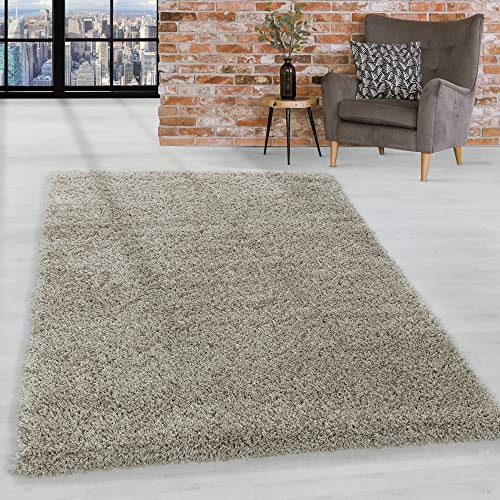 HomebyHome Shaggy Teppich Wohnzimmer 120 x 170 cm - Shaggy Teppich Hochflor Natur Extra Weich und Flauschig - Langflor Teppiche für Schlafzimmer, Küche, Flur - Carpet, Halı, Kilim von HomebyHome