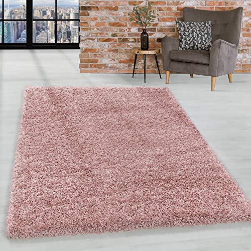 HomebyHome Shaggy Teppich Wohnzimmer Flauschiger Teppich 120 x 170 cm Rosa Einfarbig - Hochflor Teppich Schlafzimmer Pflegeleicht und Schmutzabweisend - Modern Langflor Teppich Weich Plüsch Halı von HomebyHome