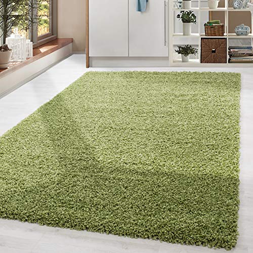 HomebyHome Shaggy Teppich Wohnzimmer Flauschiger Teppich 160x230 cm Grün Einfarbig - Hochflor Teppich Schlafzimmer Pflegeleicht und Schmutzabweisend - Modern Langflor Teppich Weich Plüsch Carpet Halı von HomebyHome