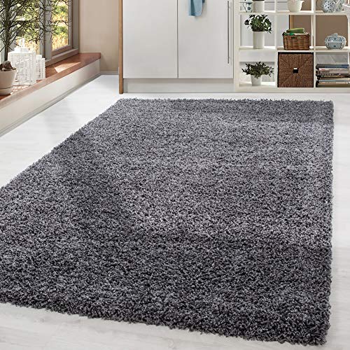 HomebyHome Shaggy Teppich Wohnzimmer Flauschiger Teppich Grau Groß 240 cm x 340 cm Einfarbig - Hochflor Teppich Schlafzimmer Pflegeleicht Schmutzabweisend - Modern Langflor Teppich Weich Plüsch Halı von HomebyHome