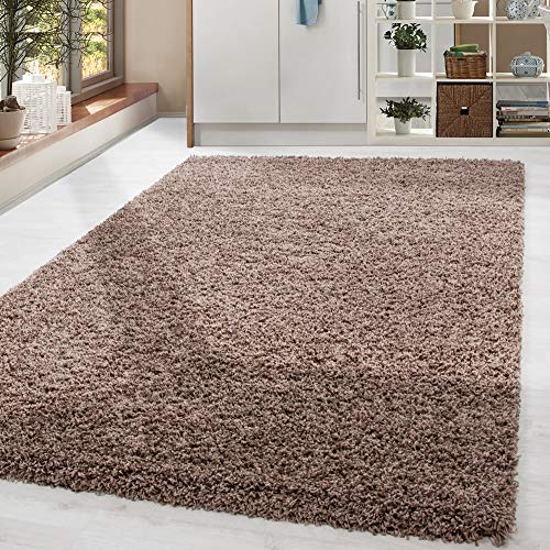 HomebyHome Shaggy Teppich Wohnzimmer Flauschiger Teppich Mocca 100x200 cm Läufer Flur Einfarbig - Hochflor Teppich Schlafzimmer Pflegeleicht Schmutzabweisend Modern Langflor Teppich Weich Plüsch Halı von HomebyHome