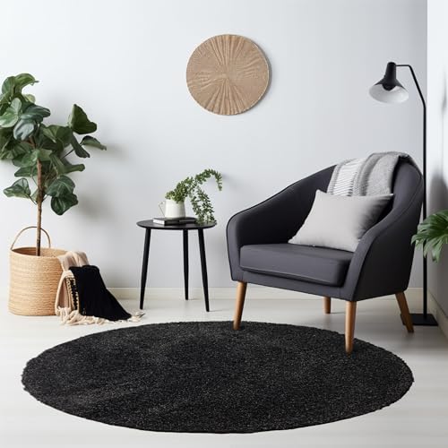 HomebyHome Teppich Rund Hochflor 160 cm Rund - Shaggy Runder Teppich Wohnzimmer Anthrazit Extra Weich und Flauschig - Waschbarer Langflor Teppiche für Schlafzimmer, Küche, Flur - Carpet, Halı, Kilim HomebyHome Teppich Rund Hochflor 160 cm Rund - Shaggy Runder Teppich Wohnzimmer Anthrazit Extra Weich und Flauschig - Waschbarer Langflor Teppiche für Schlafzimmer, Küche, Flur - Carpet, Halı, Kilim von HomebyHome