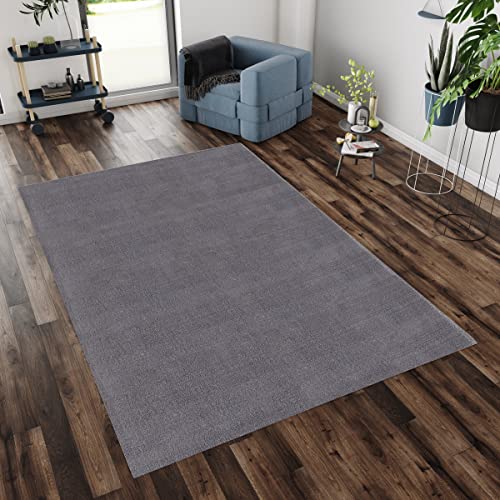 HomebyHome Teppich Wohnzimmer Shaggy Hochflor Grau Läufer 80x150 cm Einfarbig Design - Flauschiger Teppich Schlafzimmer Moderne Extra Weich Pflegeleicht Waschbarer Teppich - Carpet Living Room von HomebyHome