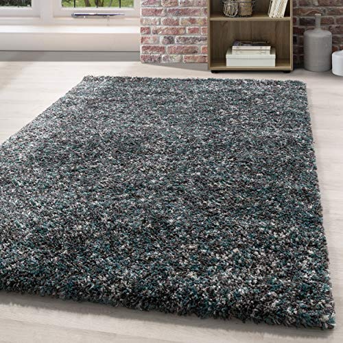 HomebyHome Teppich Wohnzinmer Shaggy Hochflor Rechteckig 120x170 cm Mehrfarbig - Flauschiger Teppich Schlafzimmer Moderne Extra Weich Pflegeleicht - Carpet Living Room von HomebyHome