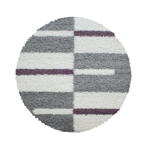 HomebyHome Teppich Rund Shaggy 200 cm Rund - Hochflor Runder Teppich Lila, Grau und Weiss Extra Weich und Flauschig - Bettvorleger Teppich für Wohnzimmer, Schlafzimmer, Küche, Flur - Carpet, Halı HomebyHome Teppich Rund Shaggy 200 cm Rund - Hochflor Runder Teppich Lila, Grau und Weiss Extra Weich und Flauschig - Bettvorleger Teppich für Wohnzimmer, Schlafzimmer, Küche, Flur - Carpet, Halı von HomebyHome