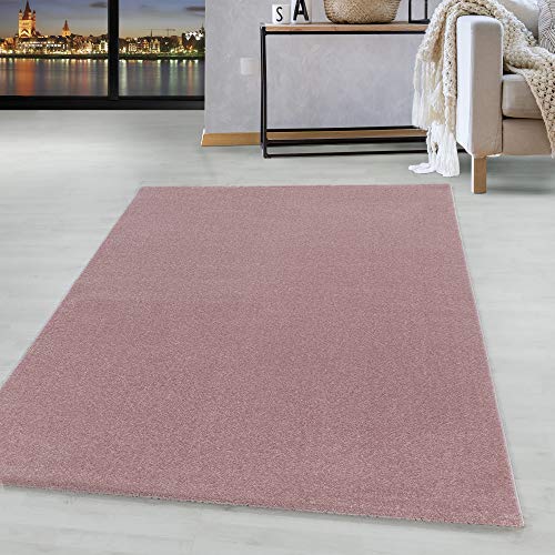 HomebyHome Teppich Kurzflor Einfarbig Design Wohnzimmer 8 mm Florhöhe Hochfertig Weich Rechteckig Läufer Rosa, Farbe:Rosa, Grösse:80x250 cm von HomebyHome