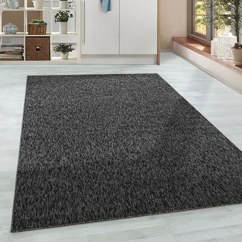 HomebyHome Teppich Wohnzimmer 120x170 cm Anthrazit Einfarbig Meliert Design - Schlafzimmer Teppich Kurzflor Extra Weich Pflegeleicht Teppiche für Küche Esszimmer Büroteppich - Carpet Living Room von HomebyHome