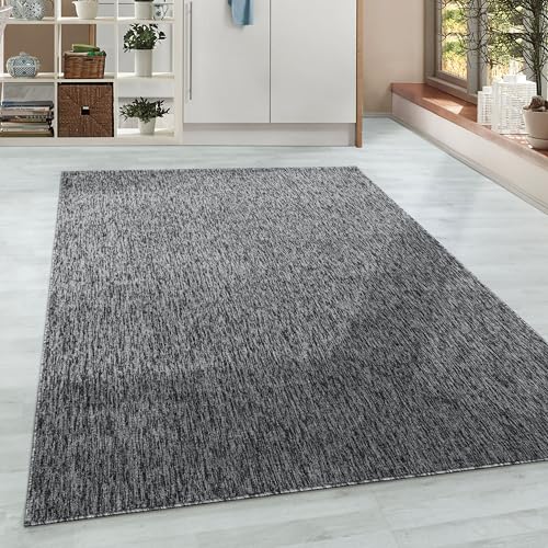 HomebyHome Teppich Wohnzimmer 120x170 cm Grau Einfarbig Meliert Design - Schlafzimmer Teppich Kurzflor Extra Weich Pflegeleicht Teppiche für Küche Esszimmer Büroteppich - Carpet Living Room von HomebyHome